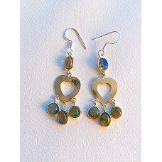 383 boucles d'oreilles coeurs de labradorite, argent sterling